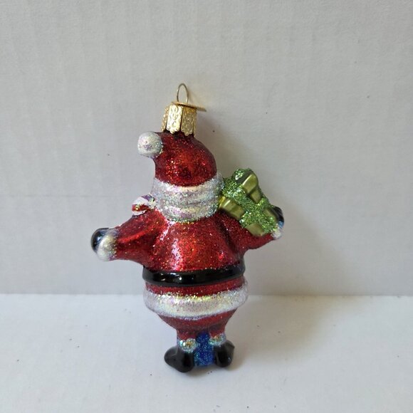 Old World Christmas Mid Century Style Santa Glass Blown Ornament Tree Gift Box - Picture 3 of 5
